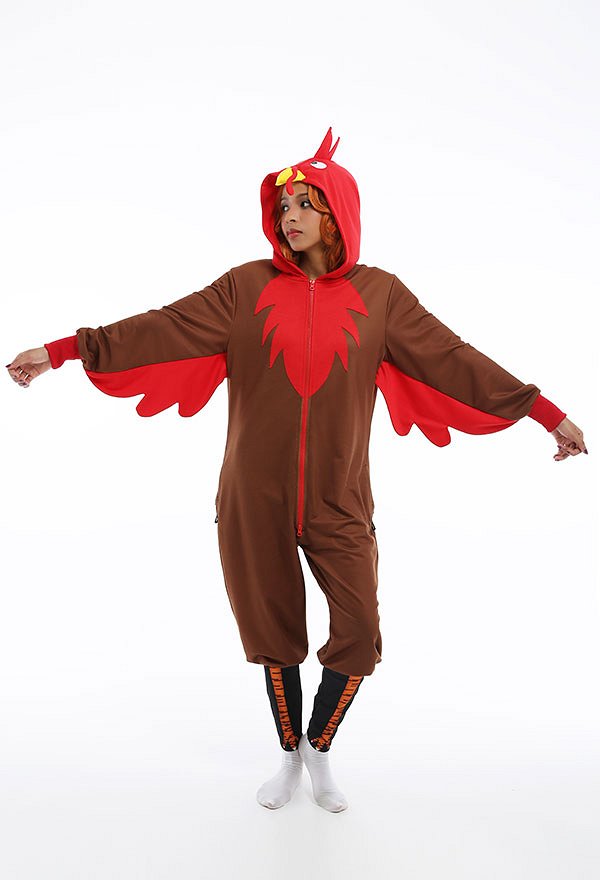 Women Turkey Shape Onesie Pajamas for Thanksgiving Long Sleeve Hooded Kigurumi Loungewear Cosplay Costume