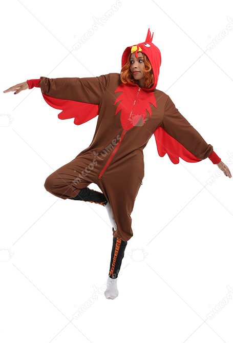 Combinaison Halloween Pyjama Une Pièce avec Impression de Dinde Vêtement de Nuit à Manches Longues