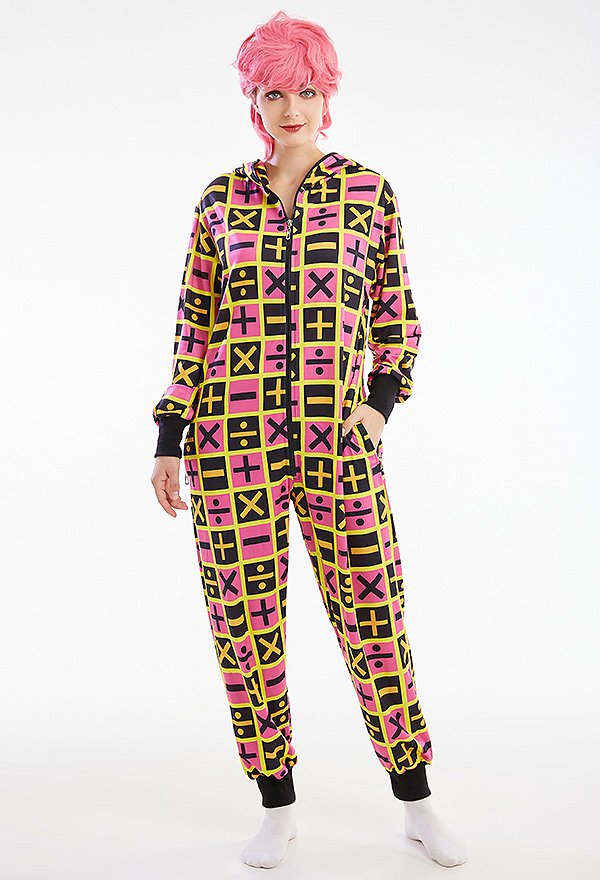 Women Onesie Pajama Plus Minus Times Divided Symbol Loungewear Adult Hooded Homewear Kigurumi Sleepwear