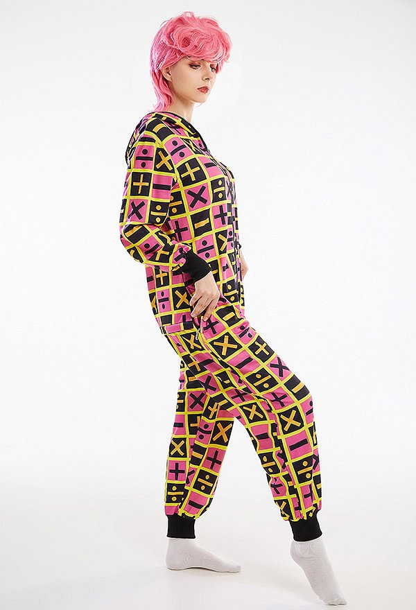 Women Onesie Pajama Plus Minus Times Divided Symbol Loungewear Adult Hooded Homewear Kigurumi Sleepwear