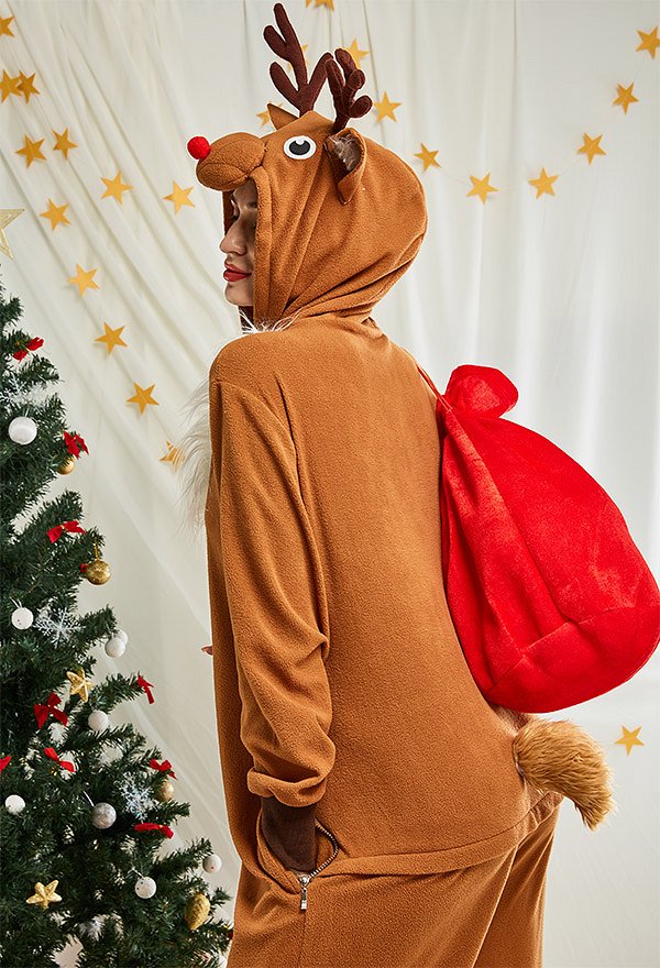 Women Christmas Onesie Reindeer Design Adult Onesie Pajama Long Sleeve Hooded Kigurumi Nightwear Costume Women Christmas Onesie Reindeer Design Adult Onesie Pajama Long Sleeve Hooded Kigurumi Nightwear Costume