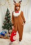 Women Christmas Onesie Reindeer Design Adult Onesie Pajama Long Sleeve Hooded Kigurumi Nightwear Costume