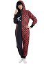 Combinaison Pyjama Halloween Motif Paid Rouge Squelette Une Pièce Vêtement de Nuit Manches Longues