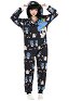 Gothic Women Onesie Pajama Cat Skull Print Loungewear Adult Hooded Homewear Kigurumi Sleepwear