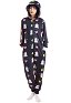 Women Onesie Pajama Ghost Heart Pentagram Print Loungewear Adult Hooded Homewear Kigurumi Sleepwear