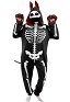 Halloween Black Red Skeleton Cat Hooded Onesie Pajamas Loungewear Adults Onesie Homewear Kigurumi Sleepwear