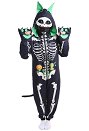 Halloween Black Green Skeleton Cat Hooded Onesie Pajamas Loungewear Adults Onesie Homewear Kigurumi Sleepwear