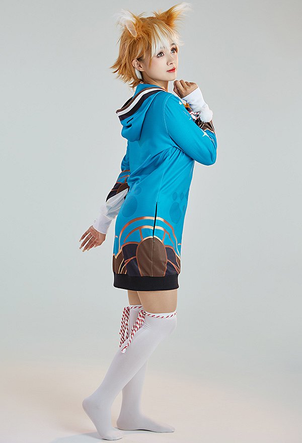 Ms Hina Derivative Short Sleep Dress with Sleeves Socks Kawaii Loungewear Adult Onesie Pajama Hooded Homewear Kigurumi Sleepwear
