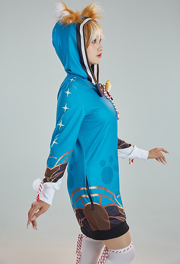 Ms Hina Derivative Short Sleep Dress with Sleeves Socks Kawaii Loungewear Adult Onesie Pajama Hooded Homewear Kigurumi Sleepwear