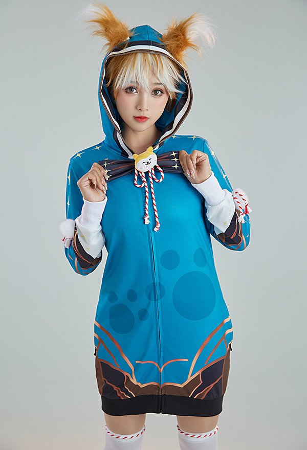 Ms Hina Derivative Short Sleep Dress with Sleeves Socks Kawaii Loungewear Adult Onesie Pajama Hooded Homewear Kigurumi Sleepwear