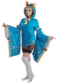 Robe de Nuit Pyjama Dérivé Genshin Impact Ms Hina Homewear Kigurumi Manches Longues avec Accessoires