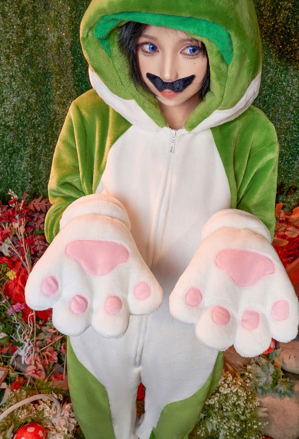 Game Brother Derivative Onesie Pajama Halloween Green Cat  Adult Onesie Homewear Kigurumi Hooded Loungewear Costume