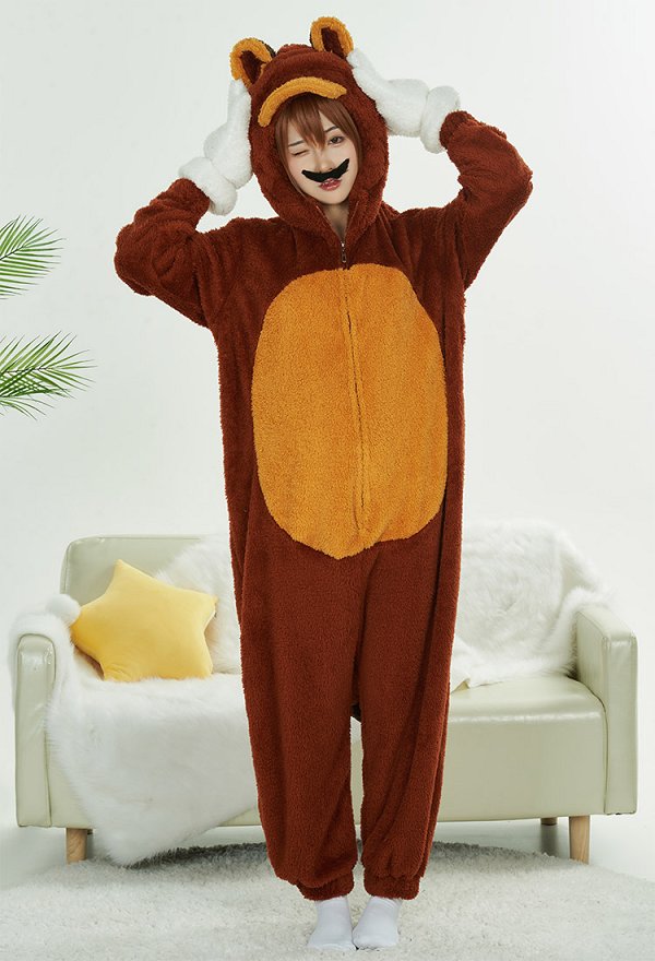 Raccoon Cosplay Costume Onesie Pajama Plush Adults Onesie Cosplay Costume Kigurumi with Gloves
