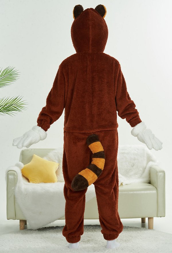 Raccoon Cosplay Costume Onesie Pajama Plush Adults Onesie Cosplay Costume Kigurumi with Gloves