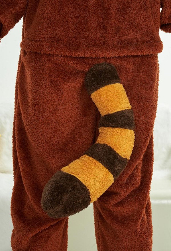 Raccoon Cosplay Costume Onesie Pajama Plush Adults Onesie Cosplay Costume Kigurumi with Gloves