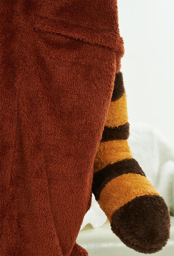 Raccoon Cosplay Costume Onesie Pajama Plush Adults Onesie Cosplay Costume Kigurumi with Gloves