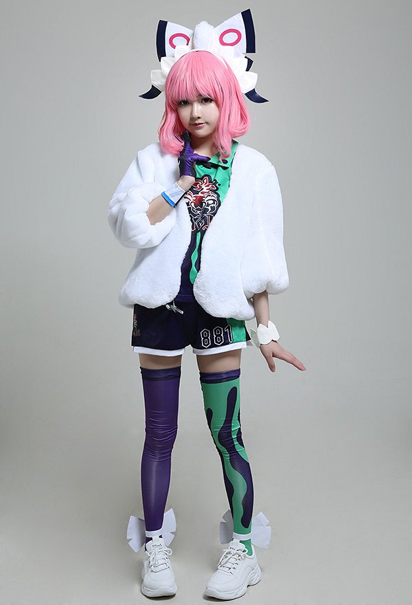 PM Sword and Shield Klara Gym Leader Cosplay Costume Full Set Gym Uniform with Fur Coat and Accessories