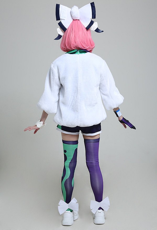 PM Sword and Shield Klara Gym Leader Cosplay Costume Full Set Gym Uniform with Fur Coat and Accessories