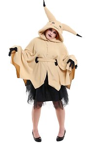 Plus Size Pikaqu Mimiku Halloween Cloak Dress Curvy Cosplay Costume