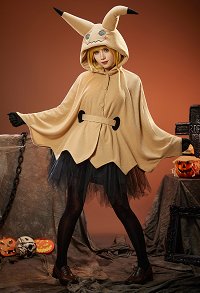 Pikaqu Mimiku Halloween Cloak Dress Costume for Adults