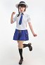 PM School Uniform Cosplay Costume Shirt and Blue Shorts with Tie and Socks