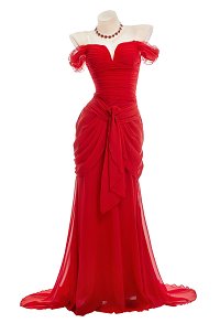 Pretty Woman Vivian Cosplay Costume Dress with Gloves and Necklace