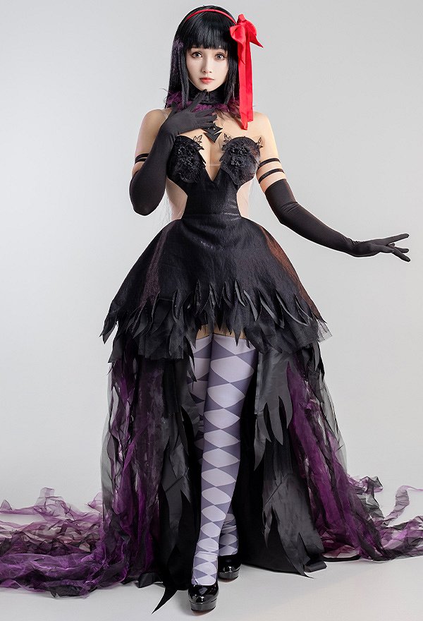 Puella Magi Madoka Magica Costume de Cosplay Devil Homura Akemi Robe Set Puella Magi Madoka Magica Costume de Cosplay Devil Homura Akemi Robe Set