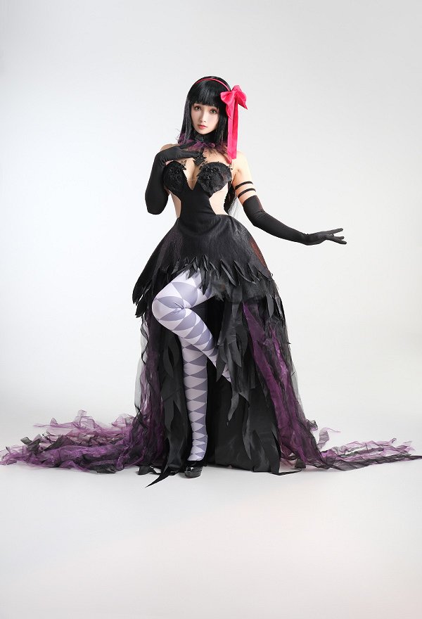 Puella Magi Madoka Magica Costume de Cosplay Devil Homura Akemi Robe Set Puella Magi Madoka Magica Costume de Cosplay Devil Homura Akemi Robe Set