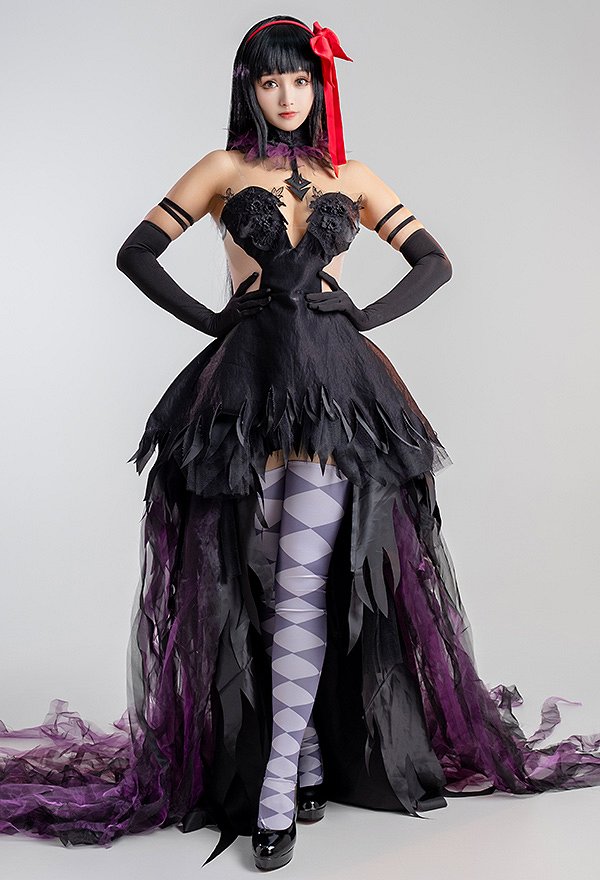 Puella Magi Madoka Magica Costume de Cosplay Devil Homura Akemi Robe Set Puella Magi Madoka Magica Costume de Cosplay Devil Homura Akemi Robe Set