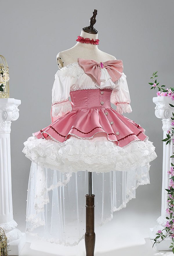 PMMM Kaname Cosplay Costume Dress and Gloves with Thigh Socks and Headdress
