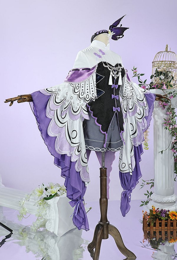 PMMM Magi Magica Homura Disfraz de Cosplay Vestido y Pantalones Cortos de Estilo Qipao Combinados con Medias Hasta los Muslos y Cintas Para el Cabello