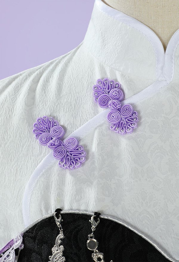 PMMM Magi Magica Homura Disfraz de Cosplay Vestido y Pantalones Cortos de Estilo Qipao Combinados con Medias Hasta los Muslos y Cintas Para el Cabello