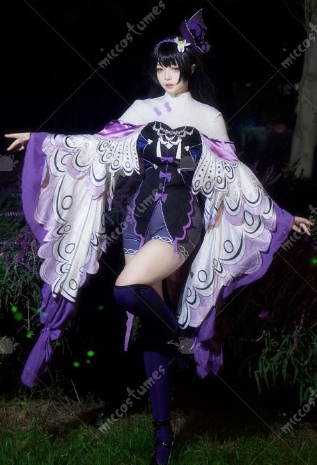 PMMM Magi Magica Akemi Homura Cosplay Kostüm Qipao Cheongsam Kleid Shorts Oberschenkelsocken Haarband