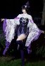PMMM Magi Magica Homura Disfraz de Cosplay Vestido y Pantalones Cortos de Estilo Qipao Combinados con Medias Hasta los Muslos y Cintas Para el Cabello