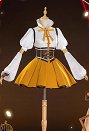 PMMM Magi Magica Tomoe Mami Cosplay Costume Yellow White Dress and Gloves with Hat and Thigh-high Socks
