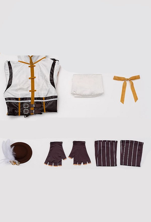 PMMM Magi Magica Tomoe Mami Cosplay Costume Yellow White Dress and Gloves with Hat and Thigh-high Socks PMMM Magi Magica Tomoe Mami Cosplay Costume Yellow White Dress and Gloves with Hat and Thigh-high Socks