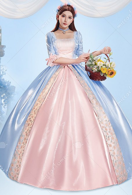 El traje de cosplay de Erika de La princesa y el mendigo vestido de princesa con gargantilla y diadema