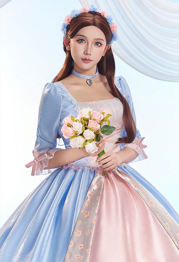 El traje de cosplay de Erika de La princesa y el mendigo vestido de princesa con gargantilla y diadema