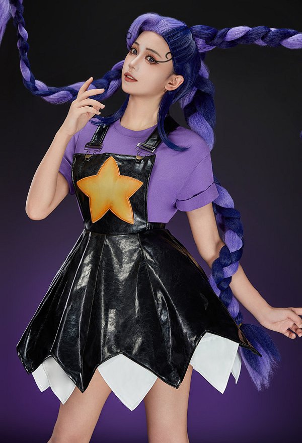 Disfraz de Cosplay de Lily de Playtime: Vestido y Top de Manga Corta con Calentadores de Piernas y Coletero
