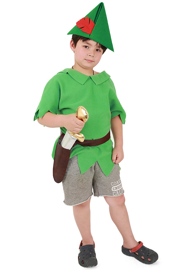 Disfraz de Peter Pan Kids Halloween con sombrero y espada