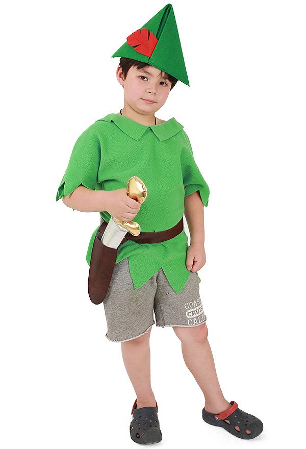 Peter Pan Kinder Halloween Kostüm mit Hut und Schwert