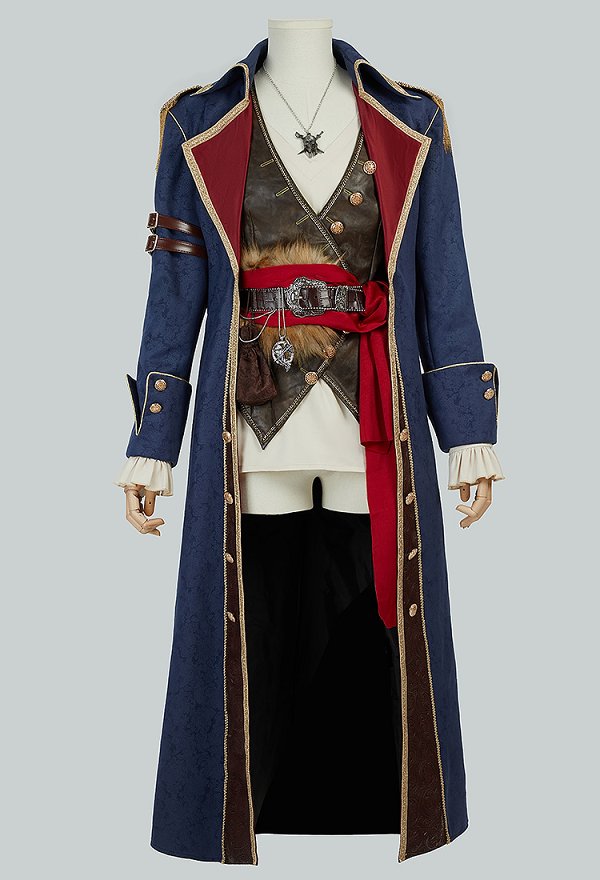 Medieval Men Pirate Suit Classic Pirate Style Shirt Vest with Jacket Belt Halloween Cosplay Costume