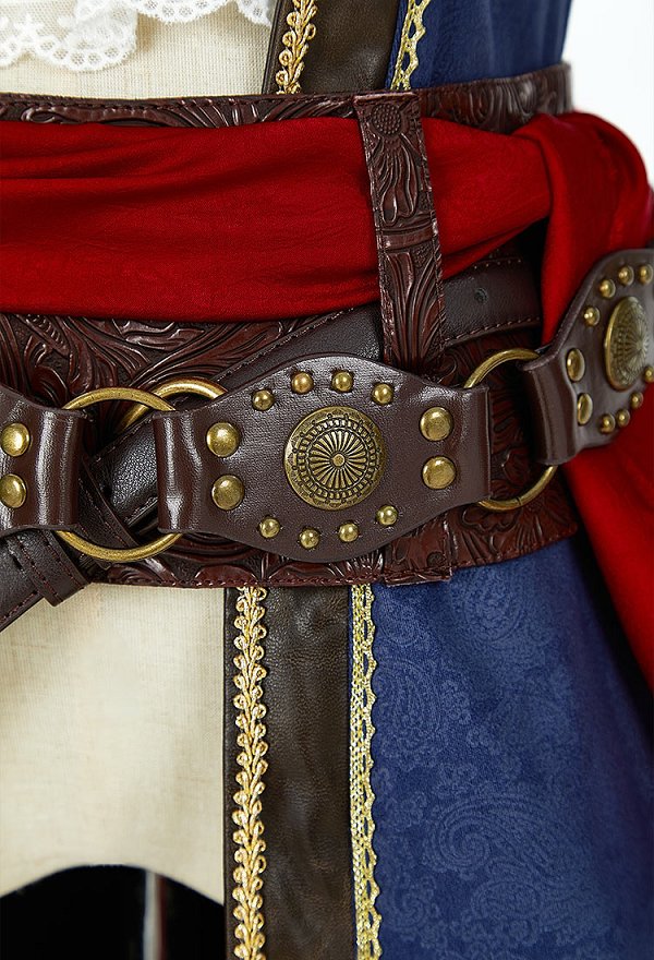 Halloween Cosplay Costume Medieval Women Pirate Suit Innershirt and Jacket with Eye Mask Waistband