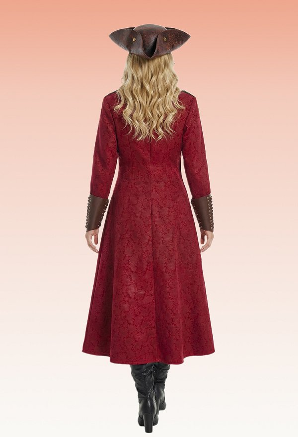 Edición Premium Vestido de pirata femenino de Halloween Steampunk Estilo Renacimiento Forro y falda con abrigo y cinturón