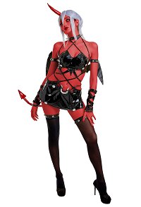 BITE ME LIGHTLY Bat Wings Demon Sexy Lingerie Set Dark Style Black Bandage Halter Bodysuit with Thigh High Socks