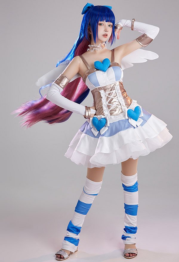 Panty Stocking with Garterbelt Cosplay Stocking Angel Kleid Schleife Choker Socken Flügel Zubehör Set Cosplay Kostüm Panty Stocking with Garterbelt Cosplay Stocking Angel Kleid Schleife Choker Socken Flügel Zubehör Set Cosplay Kostüm