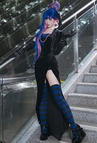 Panty Stocking Cosplay Kostüm Ein Abendkleid mit einem Schultertuch Handschuhen Halskette Panty Stocking Cosplay Kostüm Ein Abendkleid mit einem Schultertuch Handschuhen Halskette