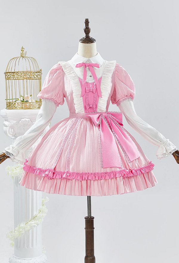 Panty Stocking Stocking Cosplay Costume Robe Lolita Rose avec Accessoires de Tête et Bas de Cuisse Panty Stocking Stocking Cosplay Costume Robe Lolita Rose avec Accessoires de Tête et Bas de Cuisse