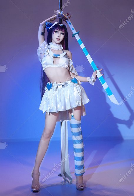 Panty & Stocking with Garterbelt Anarchy Cosplay Top y falda con medias de liga