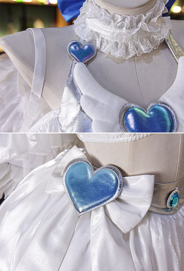 Panty Stocking Stocking Cosplay Kostüm Weißes Neckholder Top und halber Rock mit Strümpfen